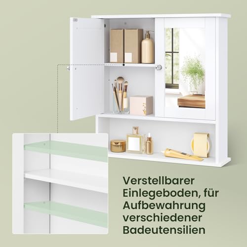 Eugad Armoire de salle de bains avec portes en miroir Blanc 56 x 58 x 13 cm