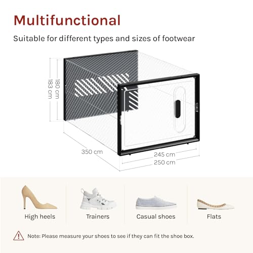 Woltu Shoe Storage Boxes Set of 8 - Boîtes à chaussures transparentes empilables avec façade - Plastique dur - 35 x 25 x 19 cm