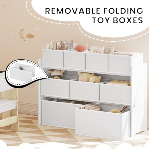 Lestarain Étagère pour enfants avec 9 boîtes de rangement Blanc 92 x 60 x 30 cm