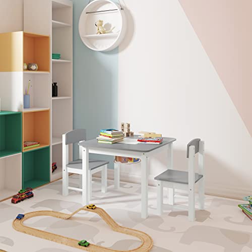 Ensemble table et chaises pour enfants Woltu avec drap de jeu réversible - blanc et gris