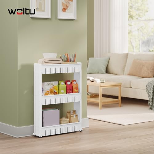 Woltu Kitchen Cupboard Pull-out Shelves with Wheels White 3 Pieces (étagères coulissantes à roulettes pour armoires de cuisine)