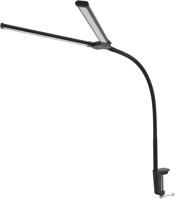 Lampe de bureau à Led Skoov - pour la maison et le bureau - lumineuse à double tête avec 3 couleurs, dimmable à l'infini - flexible à col de cygne pour l'architecture - USB 5V - noir