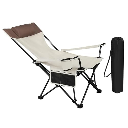 Chaise de camping Woltu avec dossier et porte-boisson Léger pliable Bleu