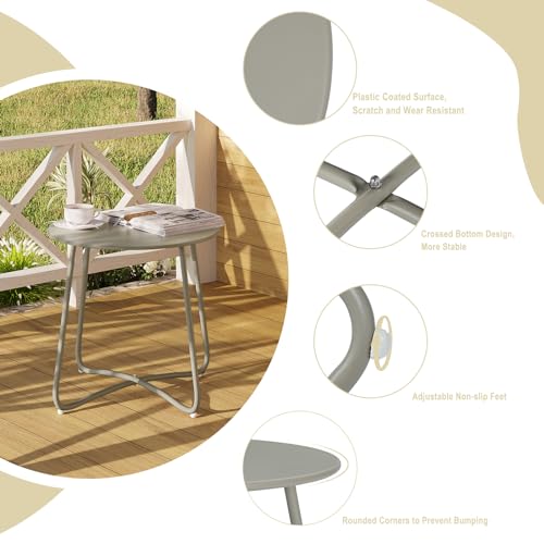eSituro Table ronde de jardin et de balcon - Gris métal - Ø48 x H45 cm