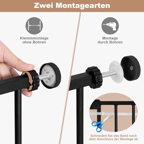 Barrière de sécurité Woltu pour escaliers et portes - noire - 75-97 cm