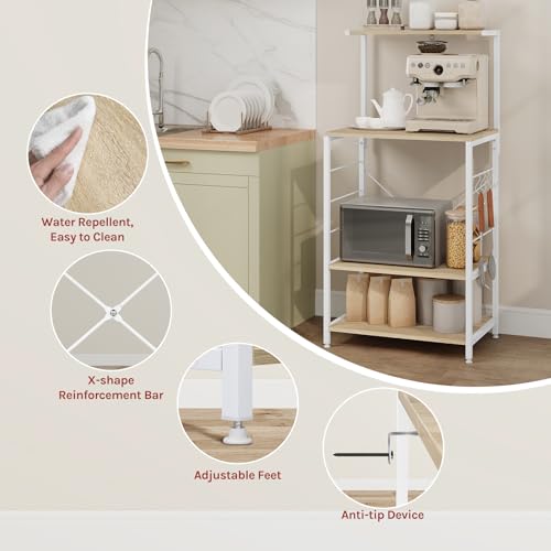 Woltu Armoire de cuisine avec 4 étagères Chêne clair et blanc 60 x 40 x 123 cm