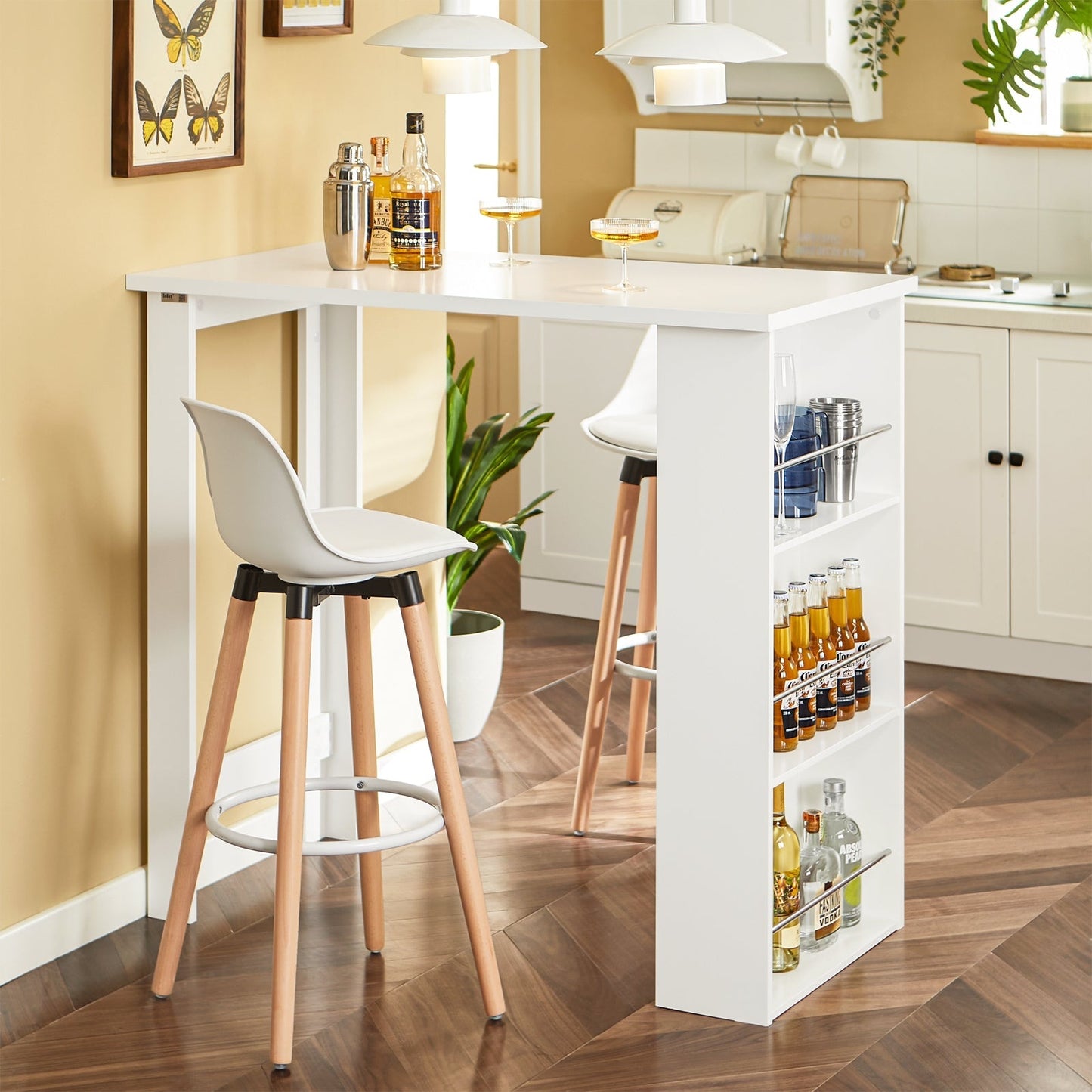 Table de bar - SoBuy - 3 compartiments - 106x57x112 cm - Blanc