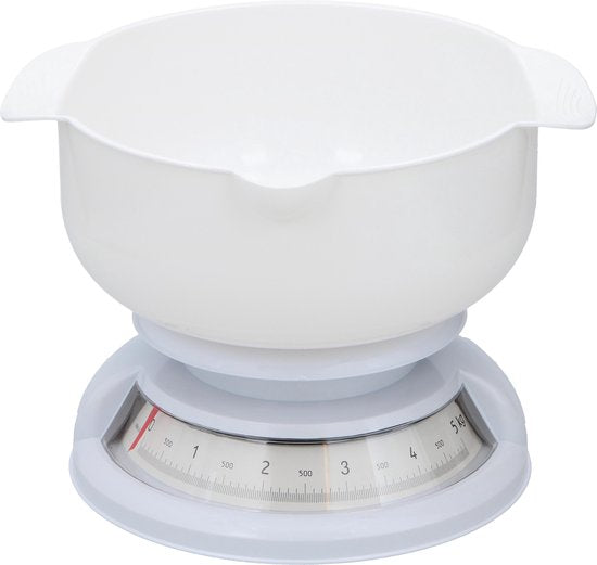 alpina Kitchen Scales with Bowl - Balance analogique - jusqu'à 5 kg - Blanc