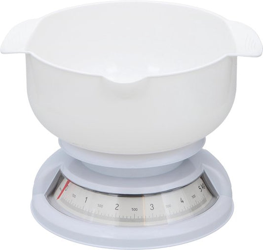 alpina Kitchen Scales with Bowl - Balance analogique - jusqu'à 5 kg - Blanc