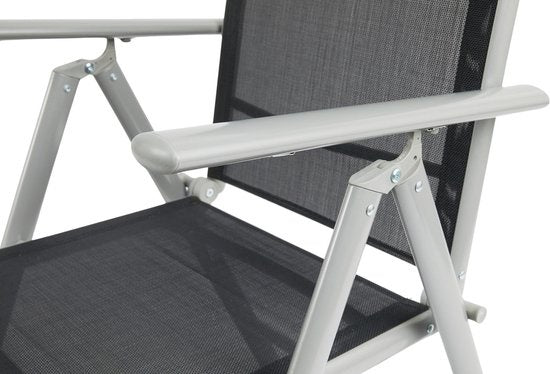 909 Outdoor - Chaises de jardin - Lot de 2 - Dossier réglable - Pliable - Chaises d'assise - Aluminium et Textile - 69 x 56 x 106 cm