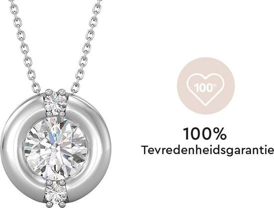 Yolora Collier Femme avec Pendentif Rond - Cristal Kalpa Camaka - Argent - Plaqué Or Blanc 18K - Collier Femme Argent - Bijoux - Boîte Cadeau Luxe - Boîte Cadeau Exclusive - Bel Emballage Cadeau