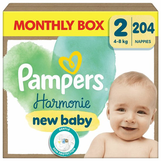 Couches Pampers Harmonie, taille 2 - 204 couches - 4 kg à 8 kg