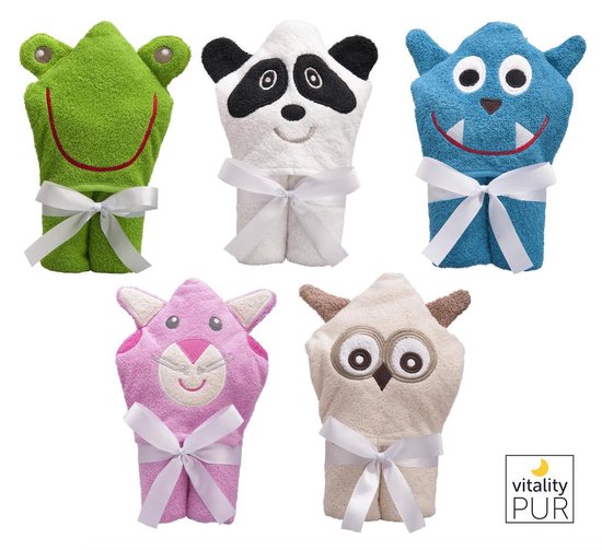 Vitality Pur - Serviette de bain pour bébé - 100% coton - Peignoir Pussycat