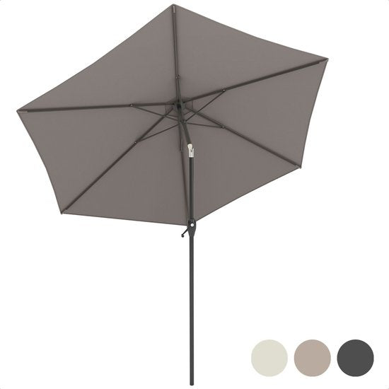 Parasol LifeGoods - Ø270 cm - 30° inclinable - imperméable - avec housse - Taupe