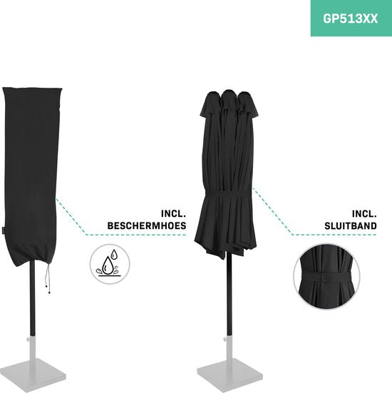 VONROC - Premium Sonnenschirm Iseo - 460x270cm - Double parasol - Durable - Toile résistante aux UV - Housse de protection incluse - Anthracite/noir