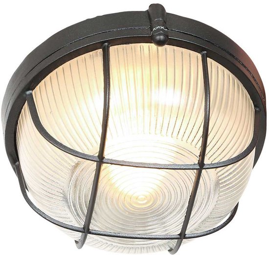 Plafonnier Lisanne 1342ZW | Métal noir et abat-jour en verre | Ø 17 cm, hauteur 8 cm | Mexlite | Design tendance pour l'intérieur