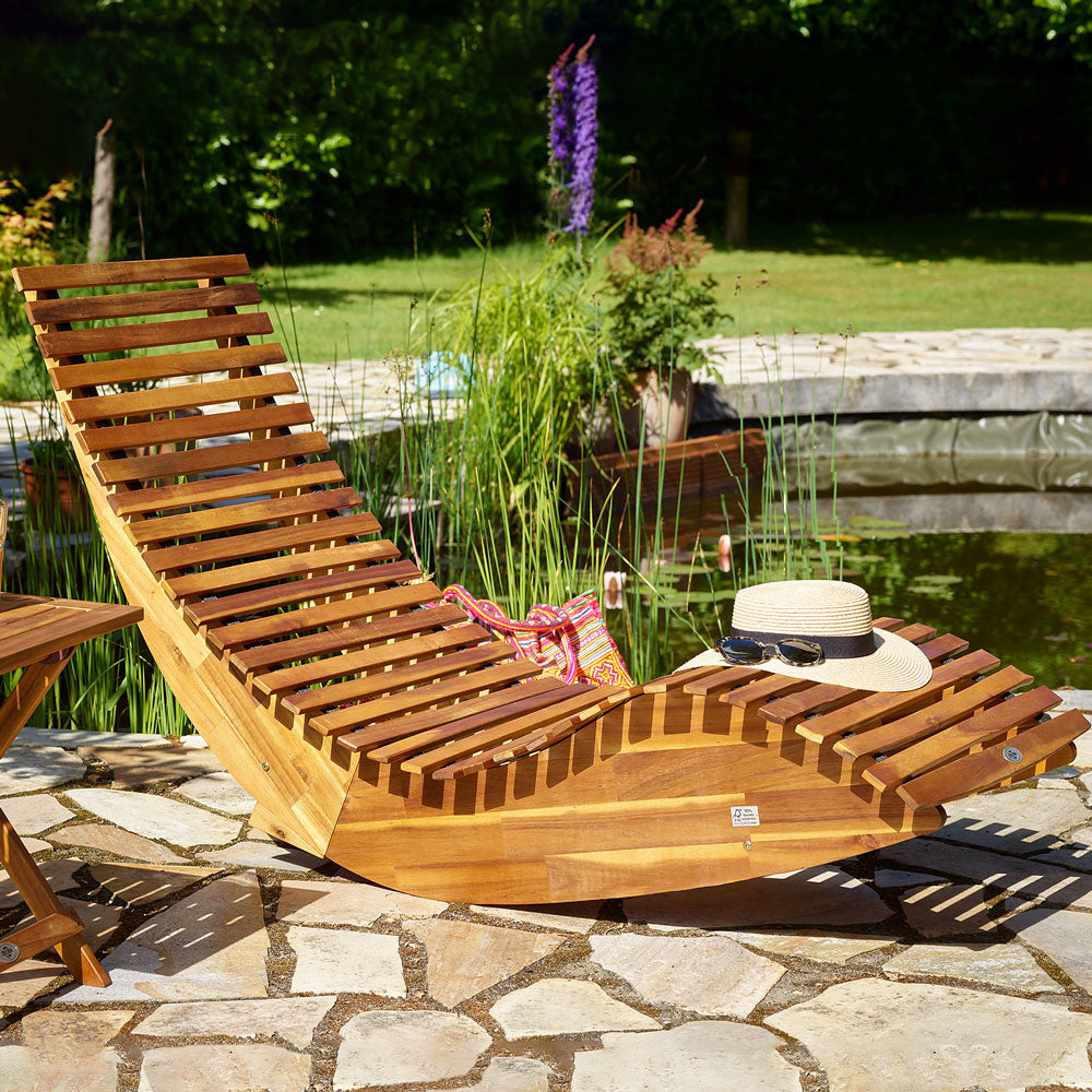 Chaise longue à bascule pour le jardin - Casaria - 150x60x93cm - 11,8 kg