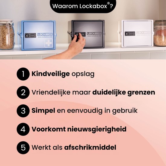 Lockabox Mini™ Boîte de rangement avec serrure numérotée - Armoire à pharmacie verrouillable - Coffre-fort en polycarbonate - Résistant au réfrigérateur et au congélateur - 3 litres - 22.3 x 15.4 x 12 cm