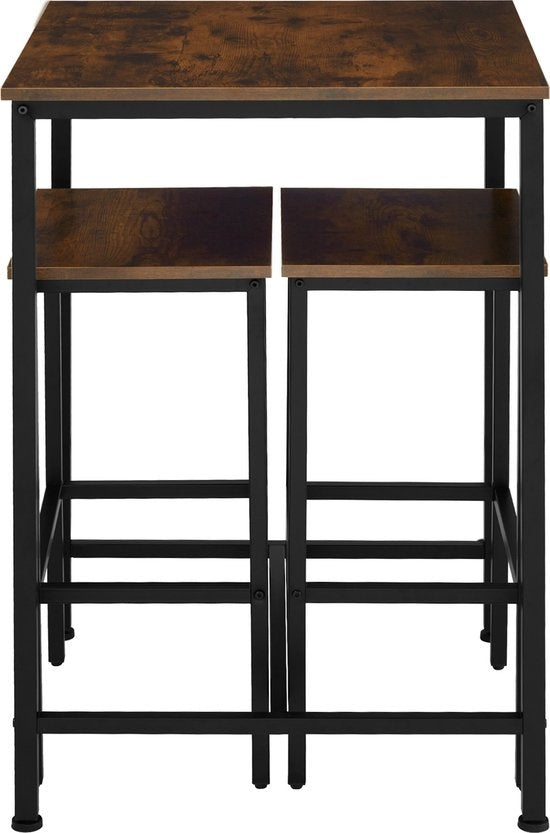 tectake - Set de table de bar Inverness industrial dark brown - 404362
