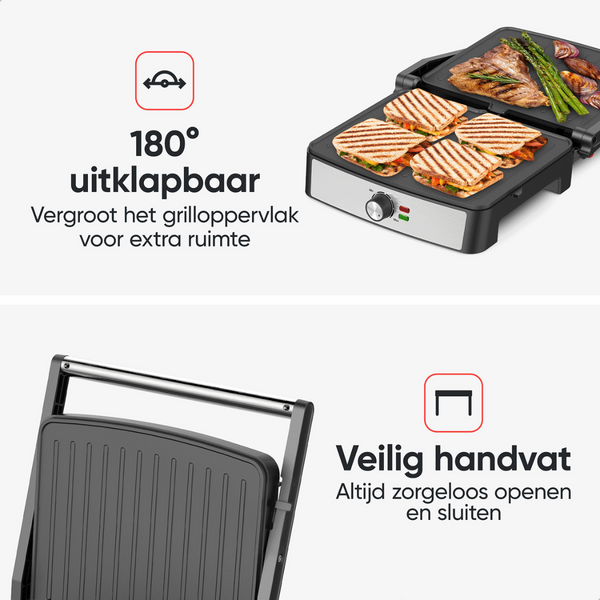 Gril multifonction 3-en-1 - Kitchenwell - Contact Grill - Repas sains et rapides