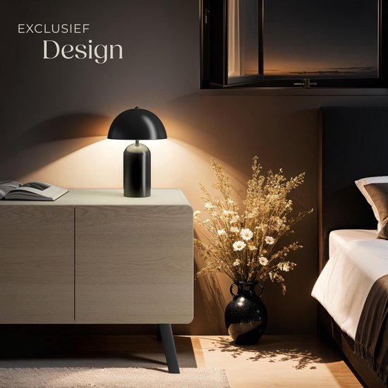 tectake Lampe à poser - Design champignon - 40 W - 25 x 25 x 37 cm - Noir