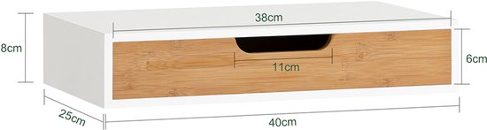 SoBuy Wall Regal-Set - Meuble à tiroirs - Blanc - 1 tiroir - 1 étagère - 24x40x8 cm | FRG92-WNX2