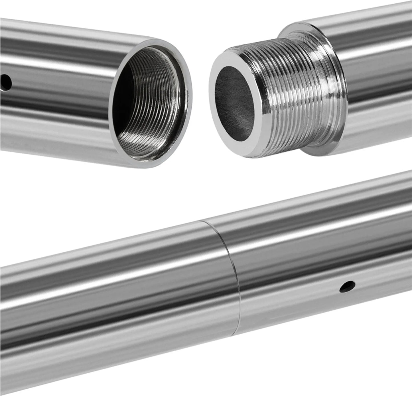 Yaheetech Dance Pole Ajustable - Comprend un support statique et rotatif, une protection en caoutchouc de silicone et 2 tiges d'extension - Pour la maison et le fitness - Métal chromé argenté - 25 x 25 x 216.5-275 cm