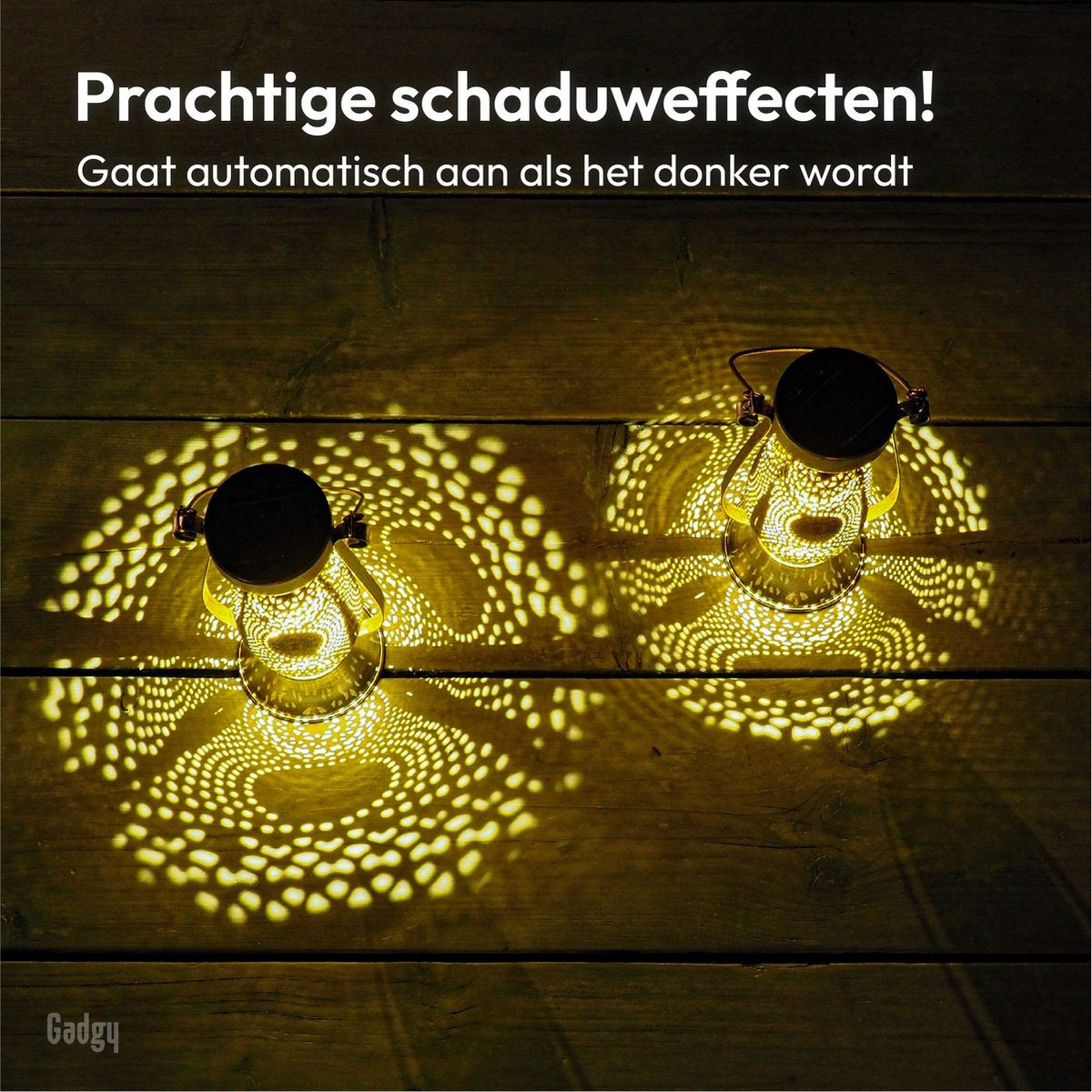 Gadgy Solar Tafellamp Petroleum - Olielamp Tuinlantaarn Set van 2 - Solar Tuinverlichting op Zonneenergie - Led Buitenverlichting met dag/nacht Sensor - Hanglamp - 21 x Ø11.5 cm - Metaal