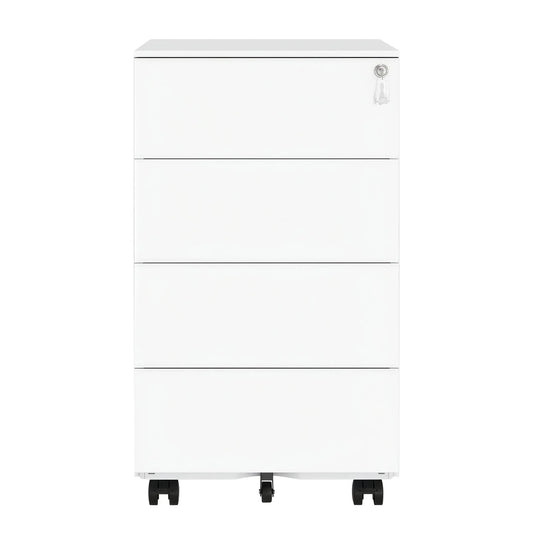 JOYFURNOS Armoire d'archivage mobile blanc nuage, 4 tiroirs, verrouillable, 39 x 45 x 69,3 cm