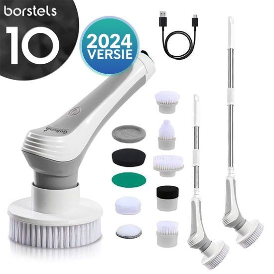 Brosse de nettoyage électrique GoScrub®, Brosse à récurer avec manche, 10 accessoires