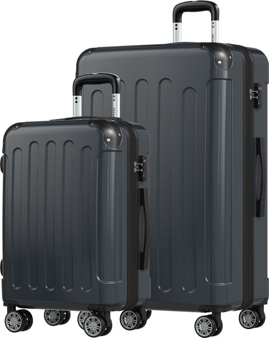 TRVLMORE Set de valises - 2 pièces - 45L Hand Luggage + 115L Spacious Luggage - TSA Lock - Lightweight - Travel Suitcase Set - Dark Grey