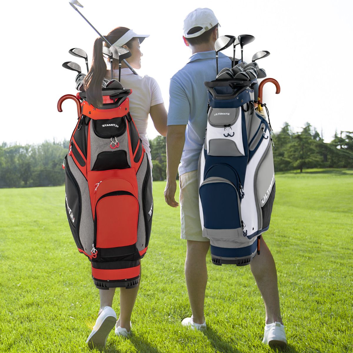 Sac de golf Coast avec 14 compartiments - léger et facile à transporter - rouge et noir