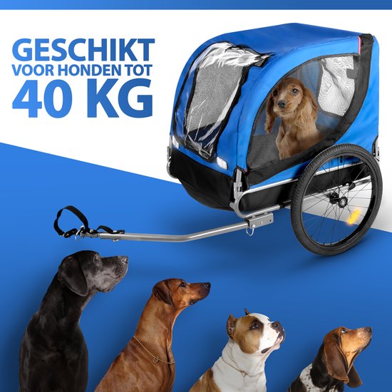 Bicycle Gear Dog Bike Trailer - Blue - 40kg - With Rain Cover & Reflectors