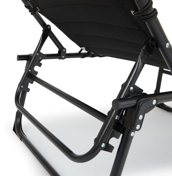909 OUTDOOR Chaise longue pliable - Noir - Avec coussin et dossier réglable - 189x59x30 cm - Jusqu'à 110 kg
