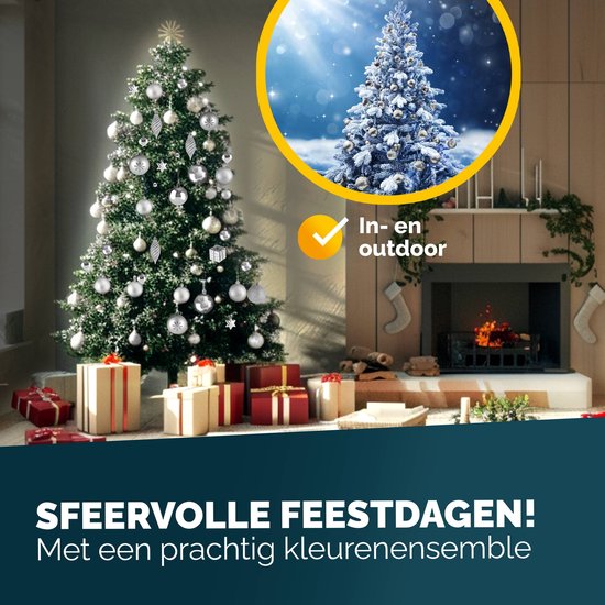 Boules de Noël Deuba - Lot de 103 boules en plastique mat brillant - argenté
