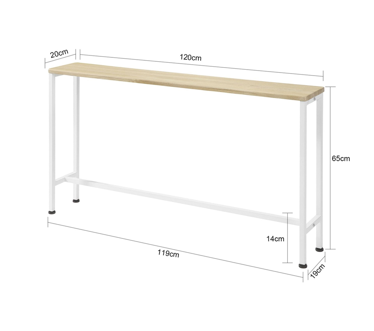 SoBuy Table console - Entrée métal - Naturel/Blanc - 120x65x20cm