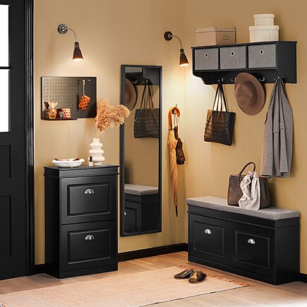 Armoire à chaussures, SoBuy, 2 volets, 68 x 32 x 45 cm, Noir