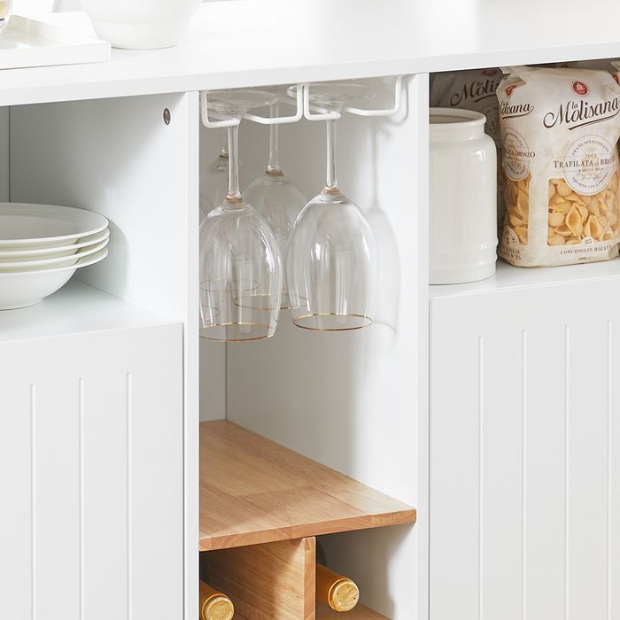 Sobuy Ilot de cuisine avec table intégrée - Blanc - 102x60x105 cm