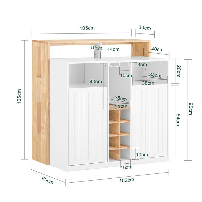 Sobuy Ilot de cuisine avec table intégrée - Blanc - 102x60x105 cm