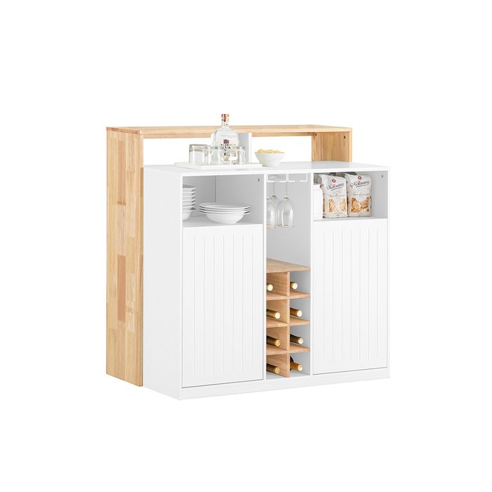 Sobuy Ilot de cuisine avec table intégrée - Blanc - 102x60x105 cm