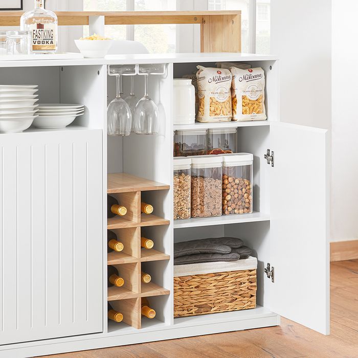 Sobuy Ilot de cuisine avec table intégrée - Blanc - 102x60x105 cm