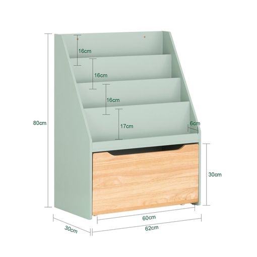 Bibliothèque Enfant Sobuy - Vert - 62x30x80 cm