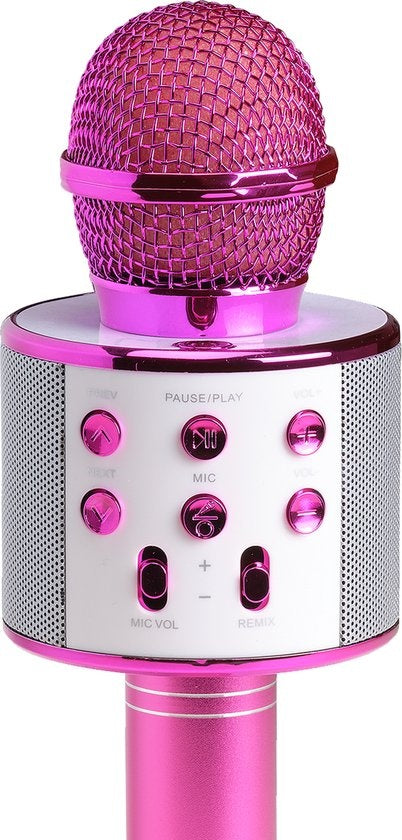 Denver Karaoke Microphone Bluetooth - Sans fil - Ensemble Karaoké - Haut-parleur intégré - AUX - MicroSD - KMS20 - Rose