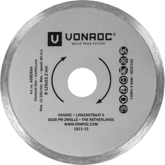 VONROC Jeu de disques diamantés - Ø125MM - universel - 3 pièces - Segment, Turbo & Full Edge