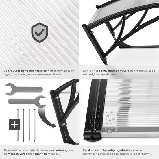 tectake® Abri pour tondeuse robot - Carport pour tondeuse à gazon - Abri pour station de recharge de tondeuse robot - Résistant aux intempéries - 81 x 100 x 48 cm - 4 piquets de fixation inclus - Transparent