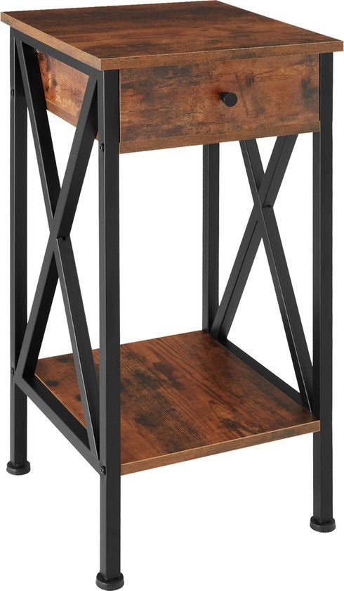 tectake® - Table d'appoint Dayton - industriel - brun foncé - 35 x 35 x 70,5 cm - 404451