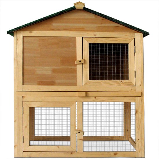 Clapier Cadoca - avec enclos pour petits animaux 204 × 45 × 84 cm - 2 étages