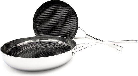 Crowd Cookware - Blackbeard pan set - Ø24 + 28 cm - acier inoxydable - Résistant aux rayures et antiadhésif - Convient à toutes les sources de chaleur, y compris le four - Lavable au lave-vaisselle