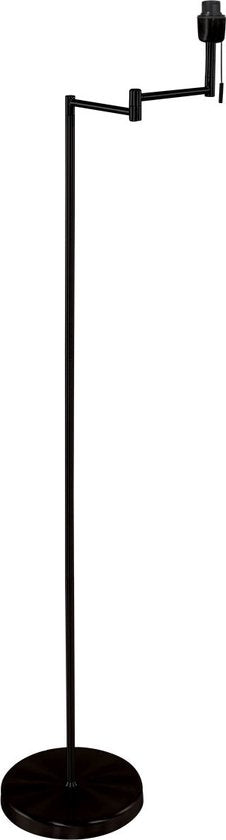 Lampadaire Bella 3407ZW - Noir avec bras pivotant, rabattable et interrupteur à tirette - Mexlite - Design intemporel alliant plastique, métal et composants électroniques, hauteur 135 cm, portée 45 cm