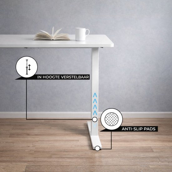 Bayt Bureau assis-debout - Bureau électrique - Bureau réglable en hauteur - 120 x 60 cm - Blanc